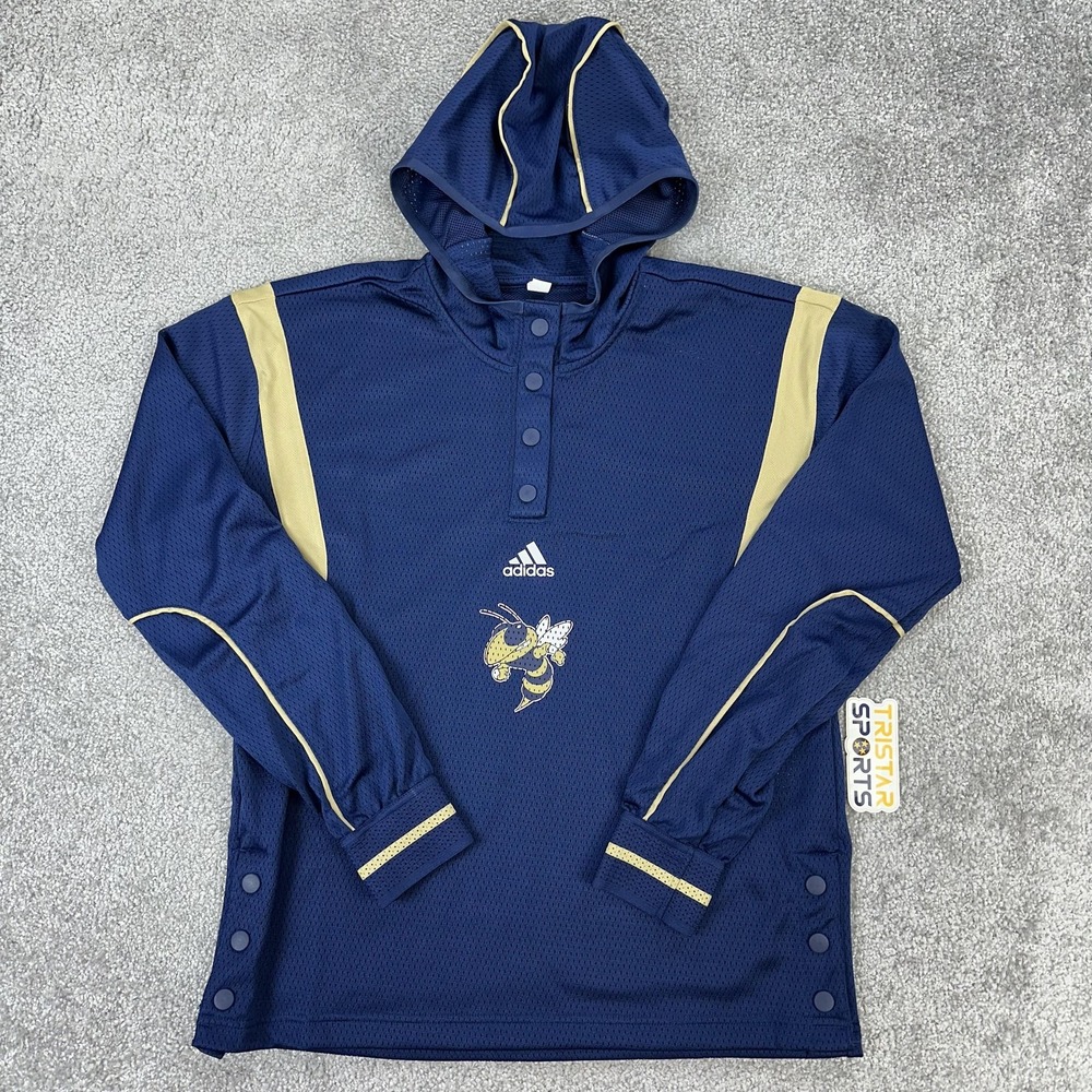 Georgia Tech Yellow Jackets Shirt Womens Small Navy Basketball Hooded Adidas